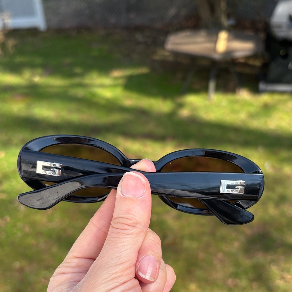 Gucci Vintage Oval Sunglasses Brown on Black GG2419/N/S - Picture 5 of 16